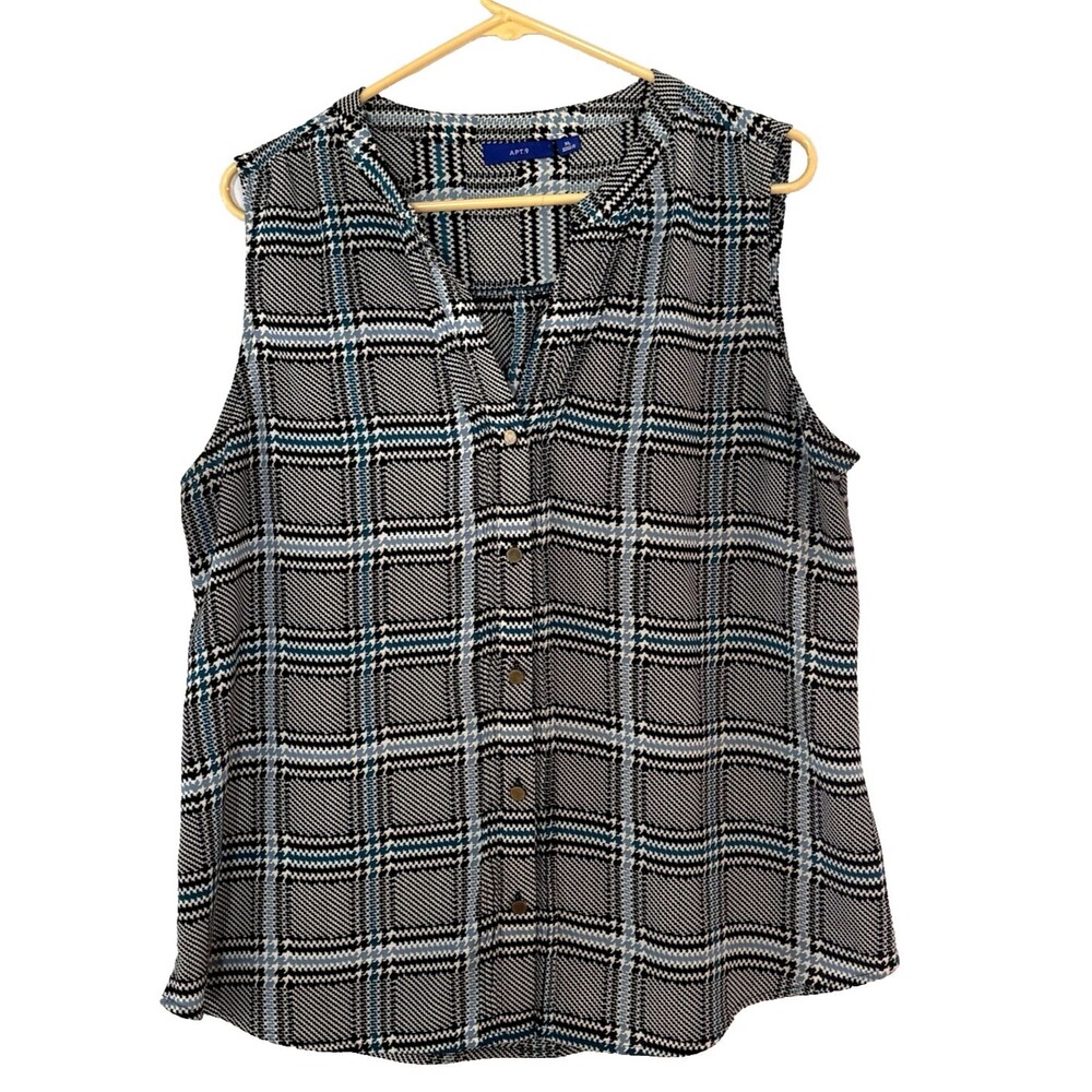 Apt. 9 Women's Sleeveless V-Neck Button Down Collarless Blouse Size XL